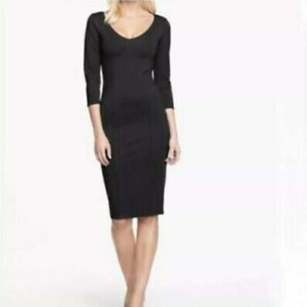 Felicity & Coco Black "Lenny" 3/4 Sleeve Back Zip Bodycon Dress Size XS